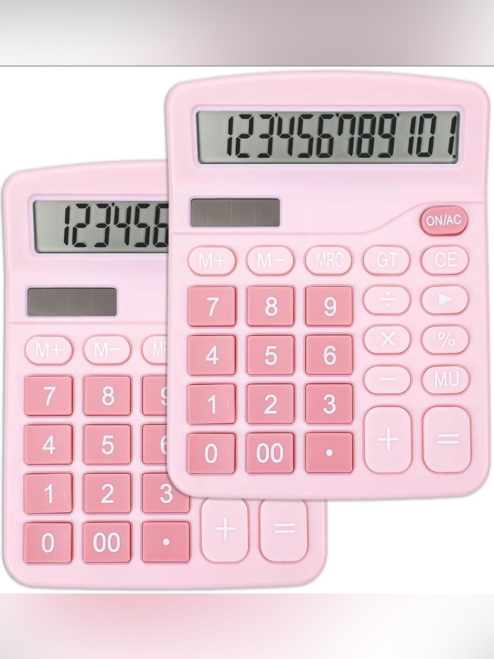 2 Solar or Battery Large Pink Calculators